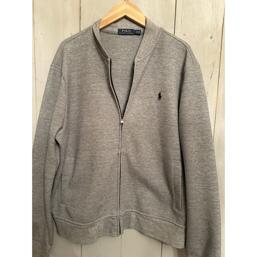 Polo Ralph Lauren Marled Gray Zip‎ Up Bomber Sweatshirt Sz XLarge EXCELLENT